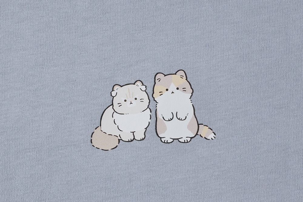 【セット／ブルーM】chun　very very lovely cats.ヘアクリップ＆Tシャツ　（chun生写真A、B、C 3枚付）