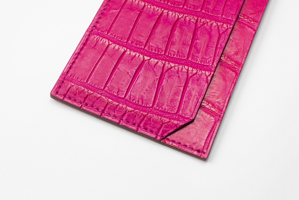 藤本さきこ　クロコダイルカードケース【ローズピンク×ピンク】