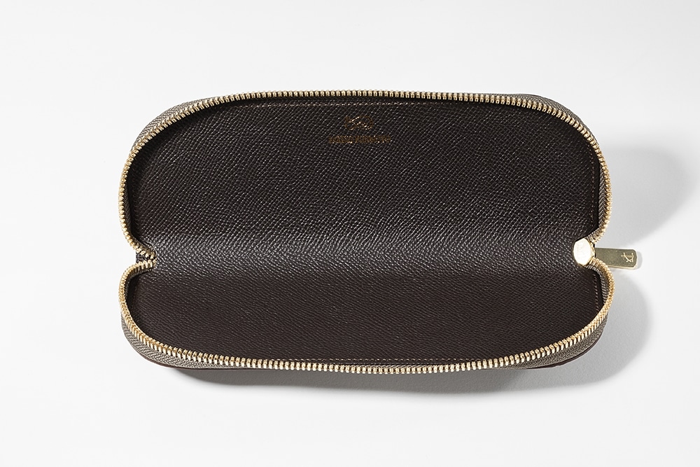 藤本さきこ　クロコダイルペンケース【トープグレー×チョコ】