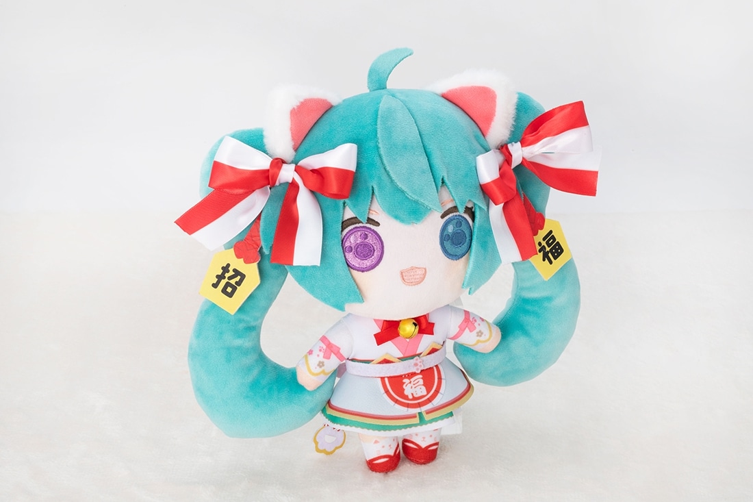 「初音ミク×招き猫」初音ミク 白猫 ぬいぐるみ スタンダード Art by らっす