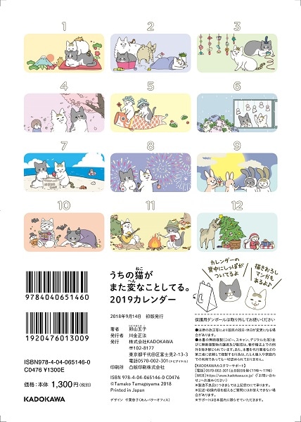 うちの猫がまた変なことしてる。2019カレンダー