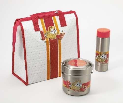 夜は猫といっしょ　超軽量マグボトル・ランチボックス・ランチトートバッグセット 夜は猫といっしょ 超軽量マグボトル350ml・ステンレスランチボックス