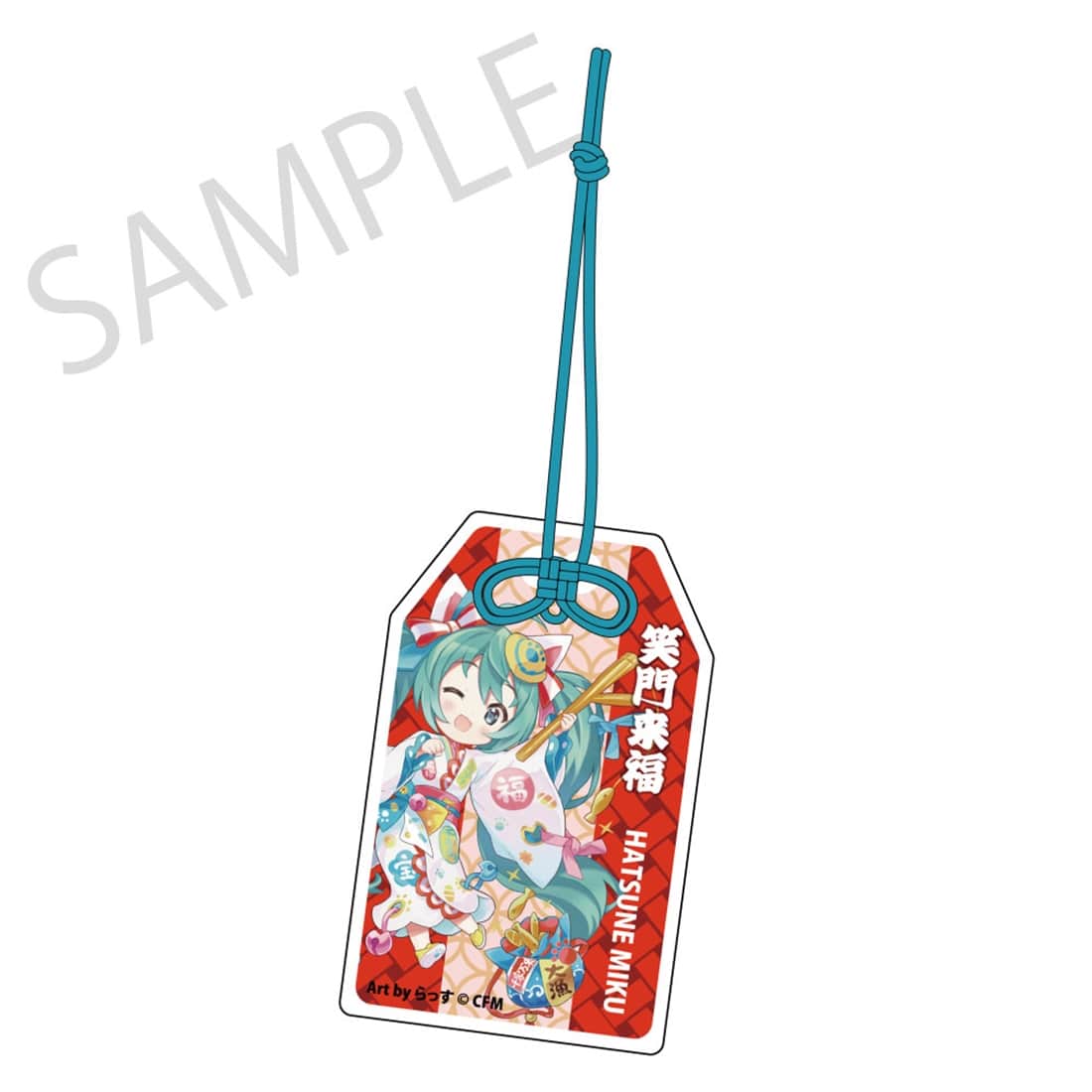 初音ミク×招き猫」御守風アクリルさげ札 初音ミク 白猫 Art by らっす