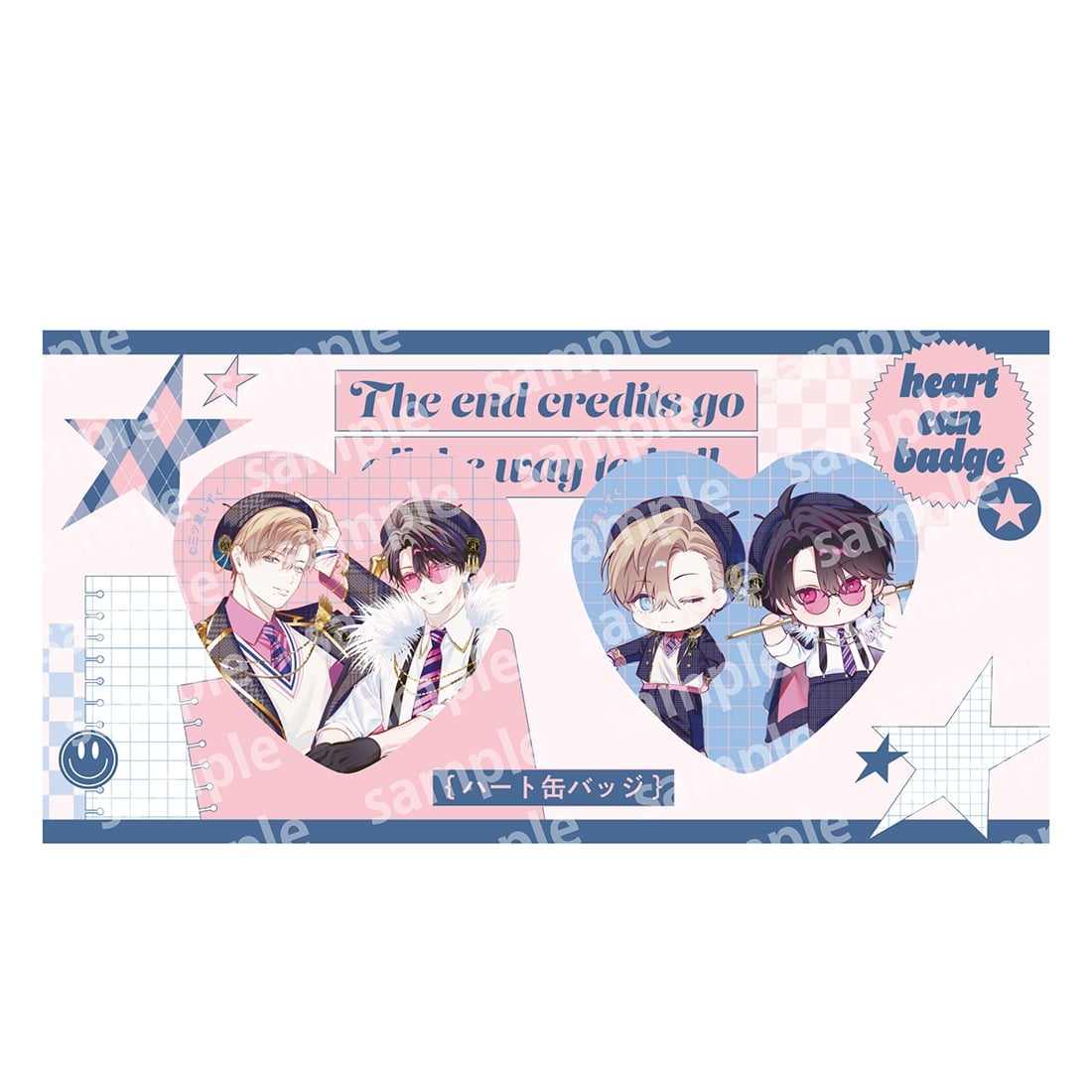 ハート缶バッジセット PINK/NAVY TRAD. CLUB ver. エンドロールは地獄