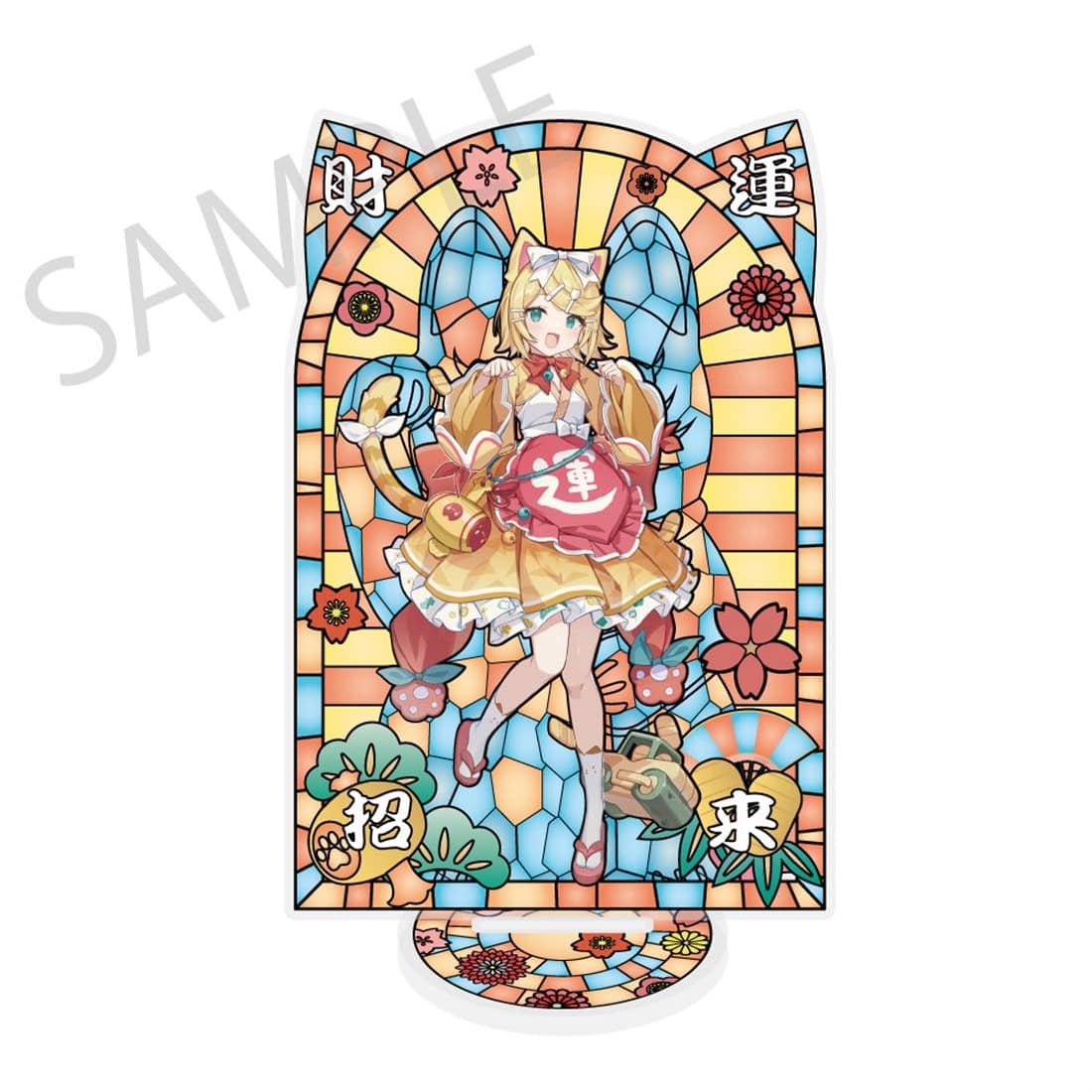 ♡アカネコさま•*¨*•.¸♬︎♡ 初音ミク×招き猫×真夏の熊谷」ステンドグラス風素材加工アクリル