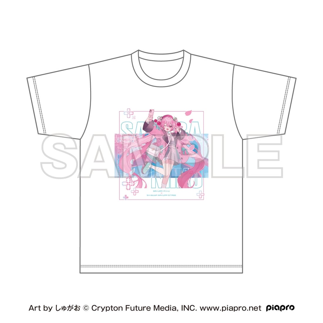 桜ミク×Shibuya Sakura Stage フルカラーTシャツ Art by しゅがお