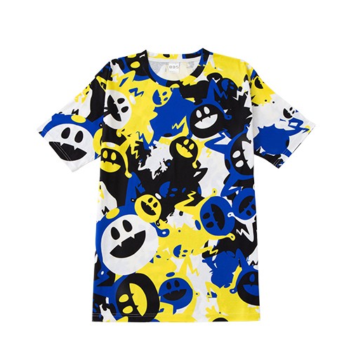真女神転生　DDS ジャックフロスト迷彩Tシャツ　開封済み　ネックガード付き 真・女神転生 ジャックフロスト迷彩Tシャツ Blue(Blue): ファッション