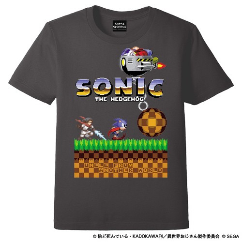 異世界おじさん x SONIC Tシャツ (限定カラー・チャコール)カラー