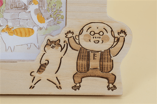 ねことじいちゃん ほっこりかわいい木製フォトフレーム 描き下ろし