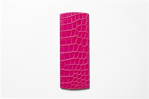 藤本さきこ クロコダイル二本挿しペンケース【ローズピンク×ピンク
