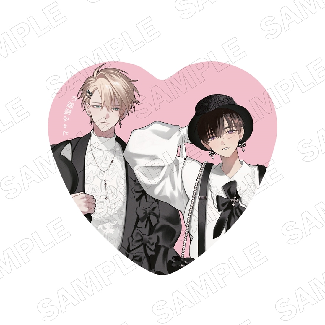 ハート缶バッジセット ブラックシープ BLACK&PINK ver.: グッズ・文具