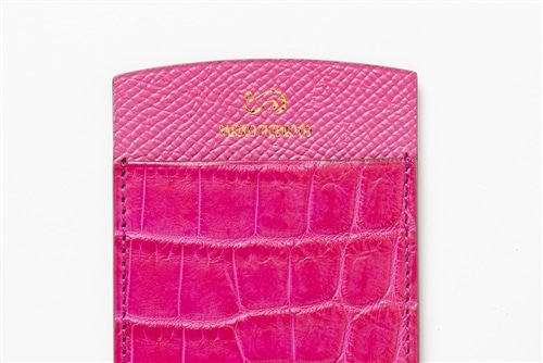 藤本さきこ クロコダイル二本挿しペンケース【ローズピンク×ピンク