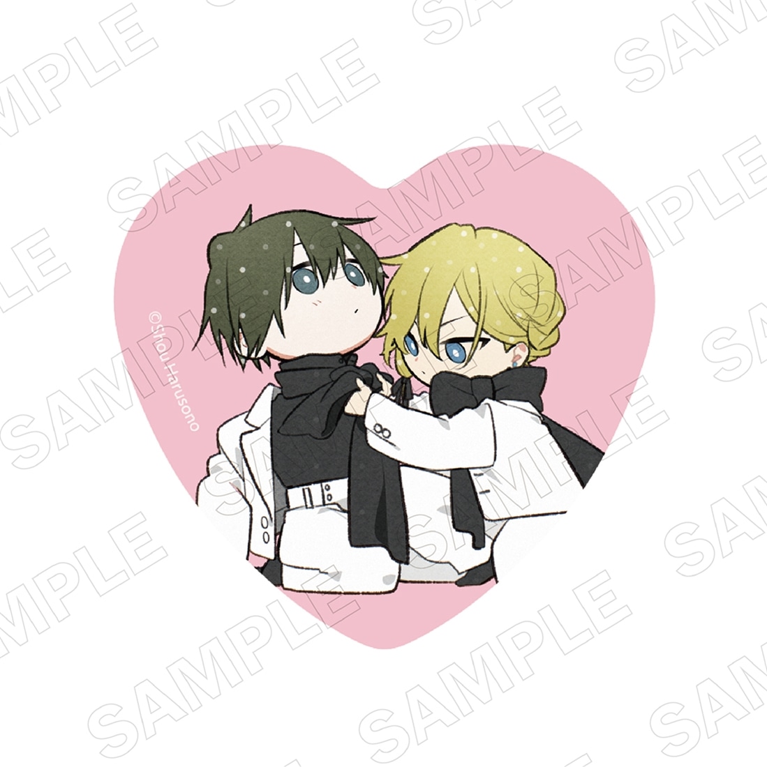 ハート缶バッジセット 平野と鍵浦 BLACK&PINK ver.: グッズ・文具