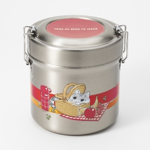 夜は猫といっしょ　超軽量マグボトル・ランチボックス・ランチトートバッグセット 夜は猫といっしょ 超軽量マグボトル350ml・ステンレスランチ