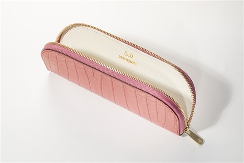 藤本さきこ クロコダイルペンケース【オールドピンク×アイボリー