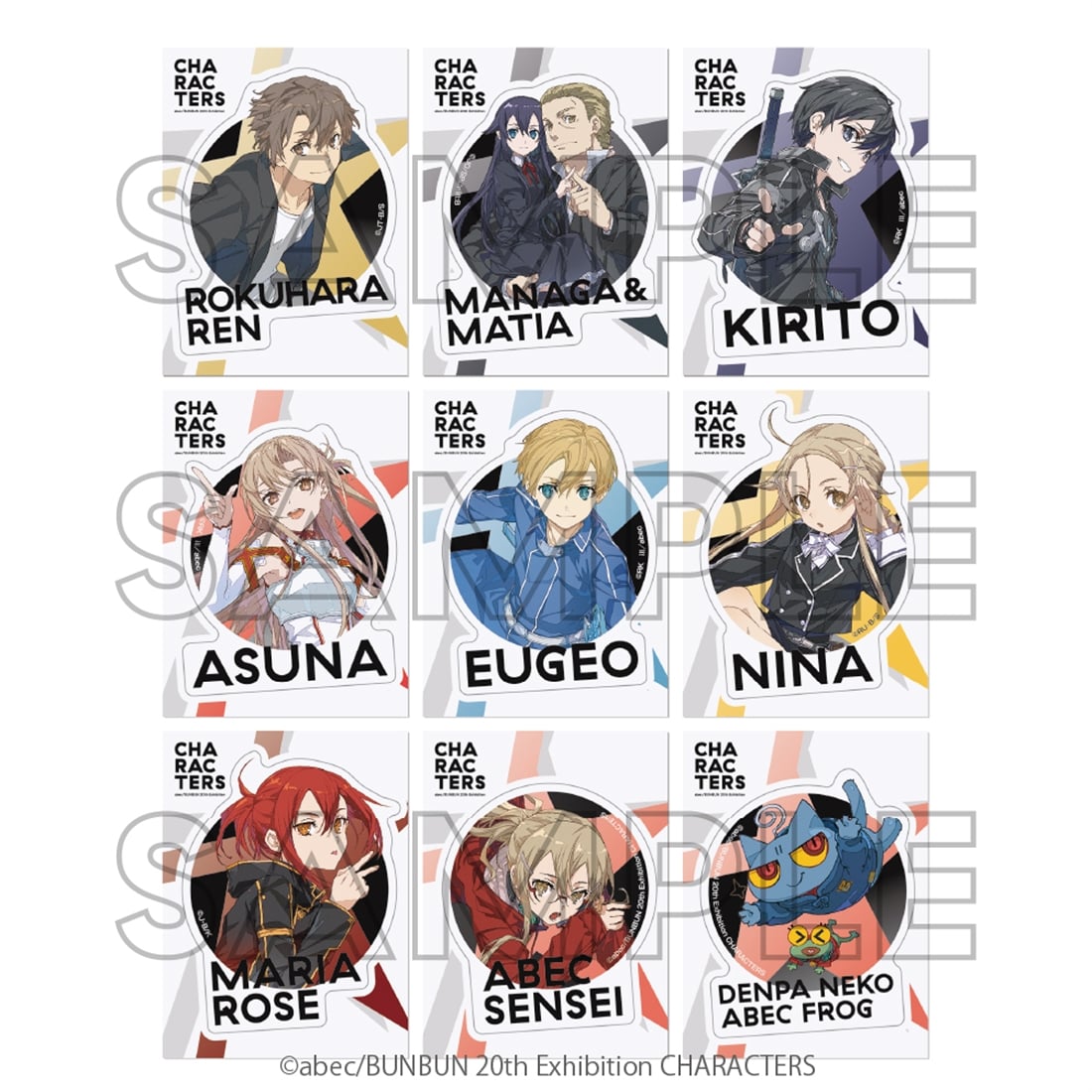 abec/BUNBUN 20th Exhibition CHARACTERS トレーディングクリアステッカー Ver.A