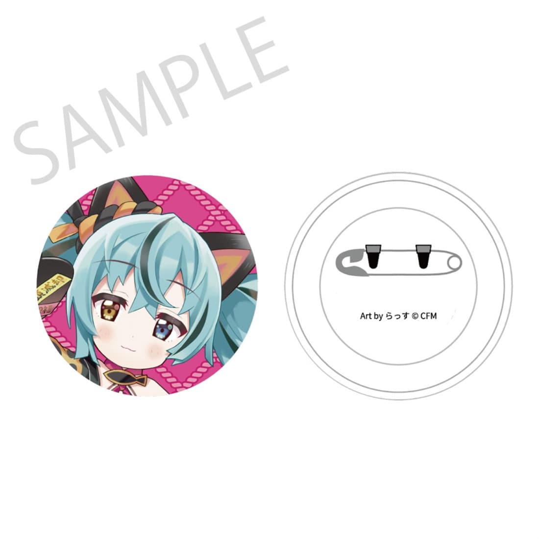 「初音ミク×招き猫」 ふわもふタッチ缶バッジ 初音ミク黒猫C Art by らっす