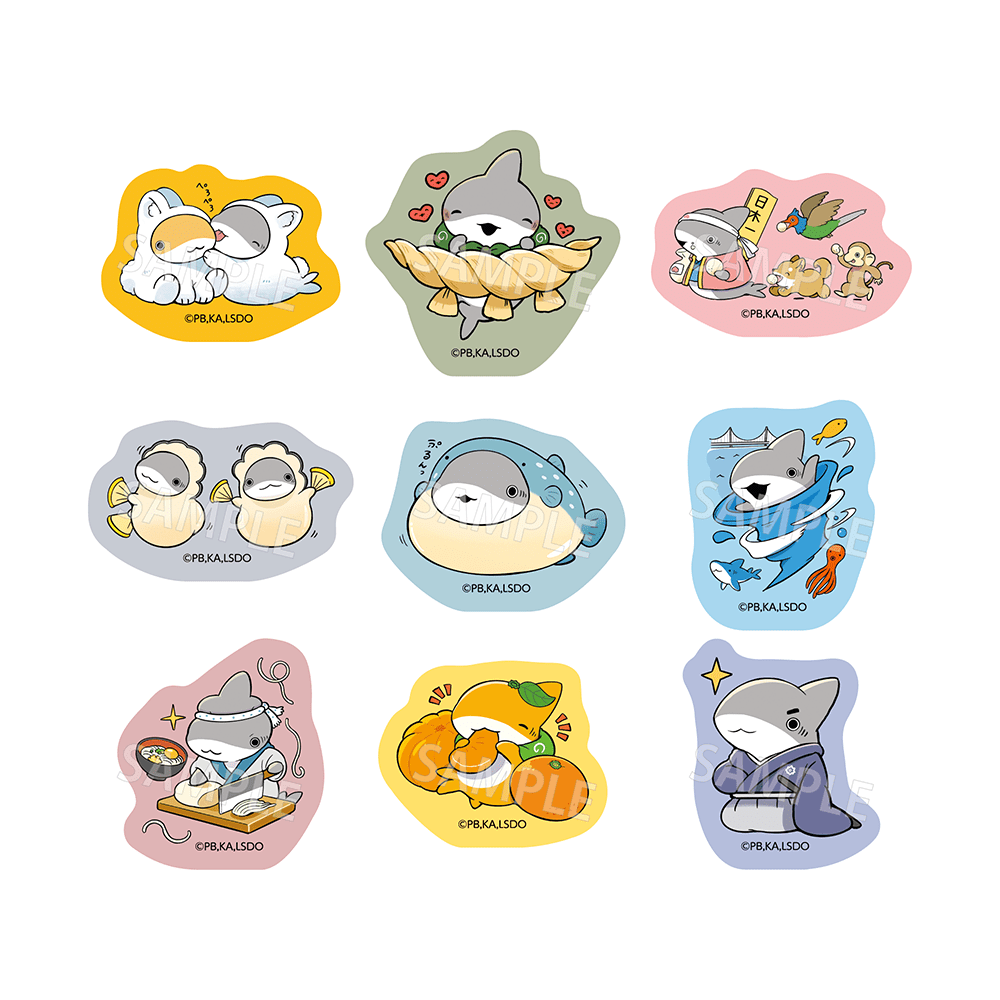 「映画 おでかけ子ザメ とかいのおともだち」ご当地子ザメちゃん フレークシール 中国・四国ver.