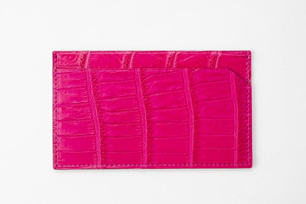 藤本さきこ　クロコダイルカードケース【ローズピンク×ピンク】