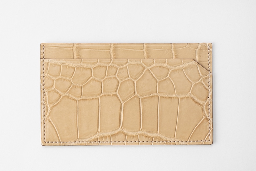藤本さきこ　クロコダイルカードケース【ベージュ×ピンク】