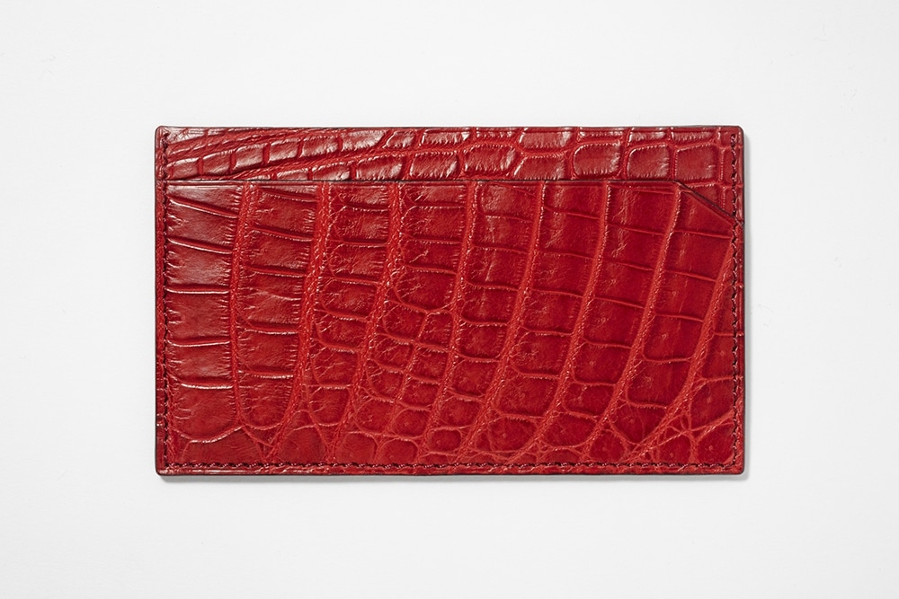 藤本さきこ　クロコダイルカードケース【レッド×ゴールド】
