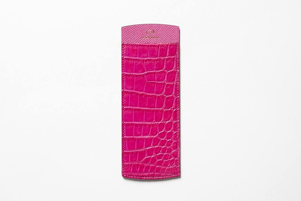 藤本さきこ　クロコダイル二本挿しペンケース【ローズピンク×ピンク】