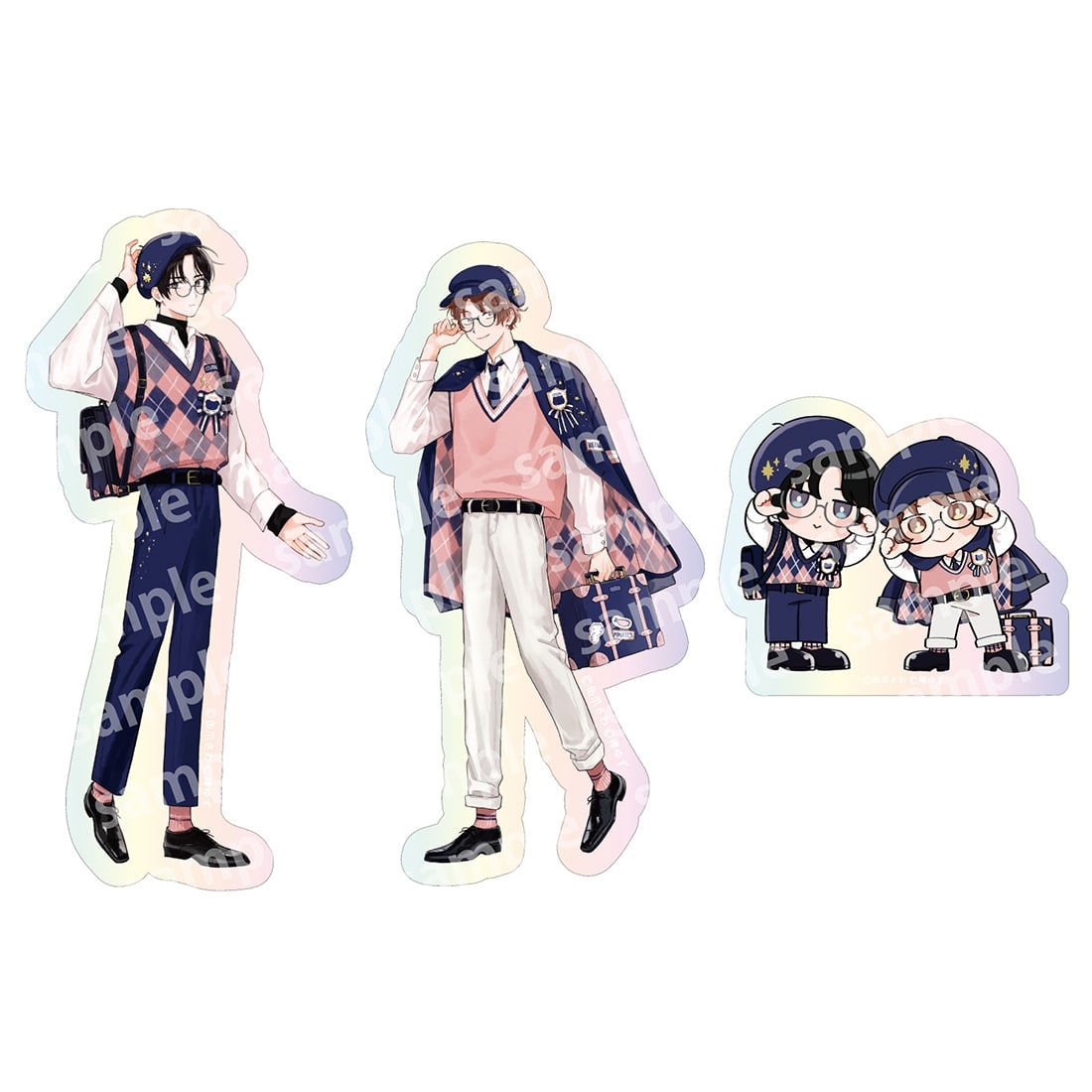 オーロラステッカーセット　PINK/NAVY TRAD. CLUB ver.　みなと商事コインランドリー