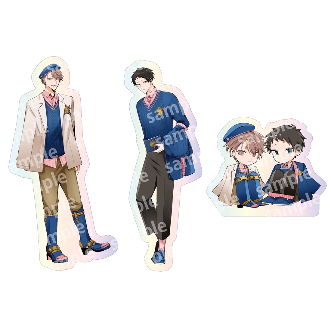 オーロラステッカーセット　PINK/NAVY TRAD. CLUB ver.　悠と晴