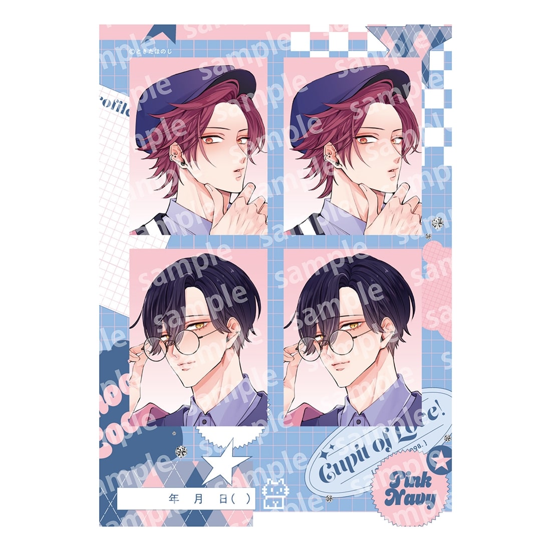 プリントフォト風シール　PINK/NAVY TRAD. CLUB ver.　ねこはねこらしくあれ