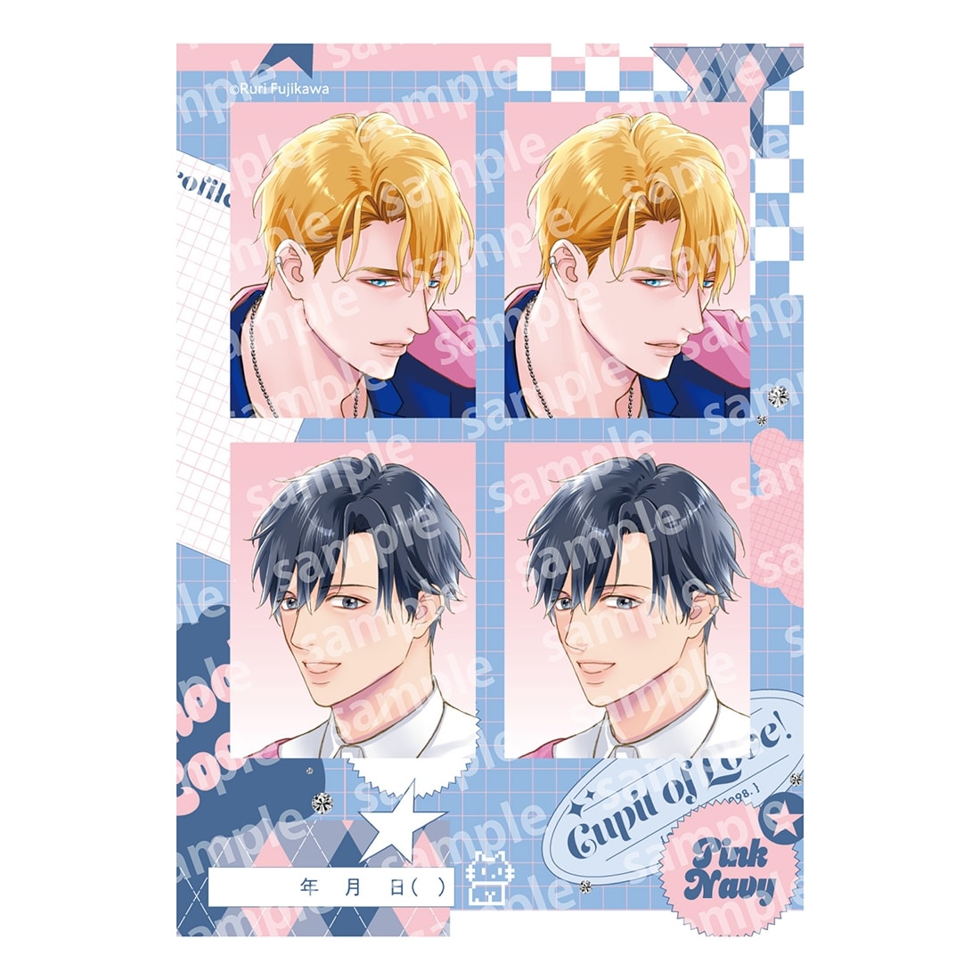 プリントフォト風シール　PINK/NAVY TRAD. CLUB ver.　ベッドイン・ルール