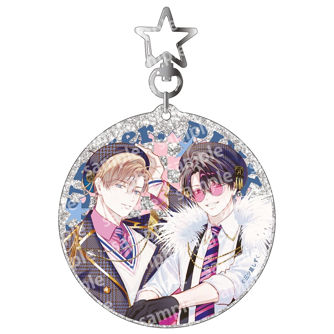 ラメアクリルキーホルダー　PINK/NAVY TRAD. CLUB ver.　エンドロールは地獄まで