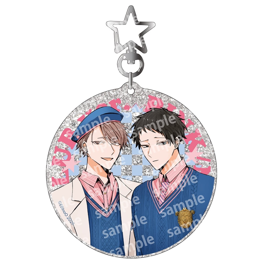 ラメアクリルキーホルダー　PINK/NAVY TRAD. CLUB ver.　悠と晴