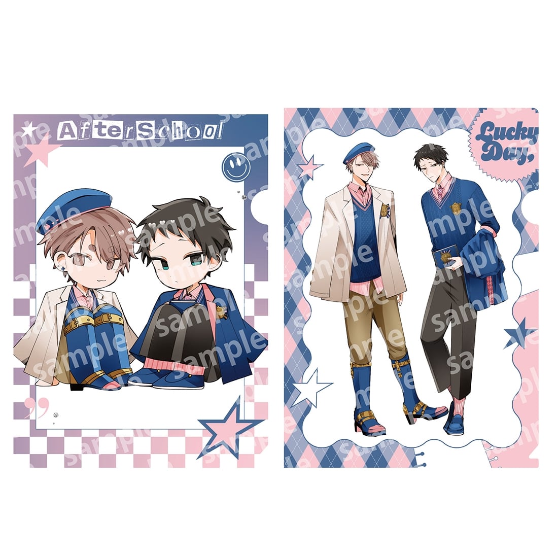 クリアファイルセット　PINK/NAVY TRAD. CLUB ver.　悠と晴