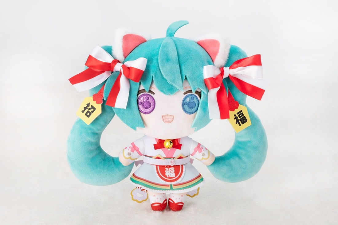 「初音ミク×招き猫」初音ミク 白猫 ぬいぐるみ スタンダード Art by らっす
