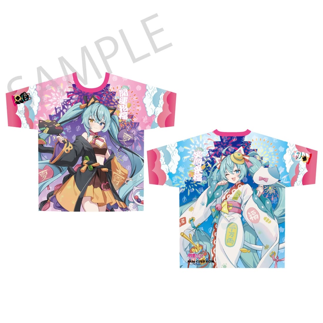 「初音ミク×招き猫×真夏の熊谷」フルグラフィックTシャツ Art by イコモチ