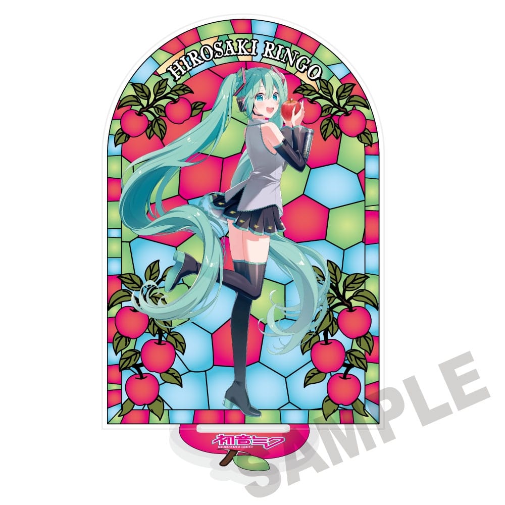 初音ミク×弘前りんご ステンドグラス風素材加工 アクリルスタンド Art by 朝顔みのる