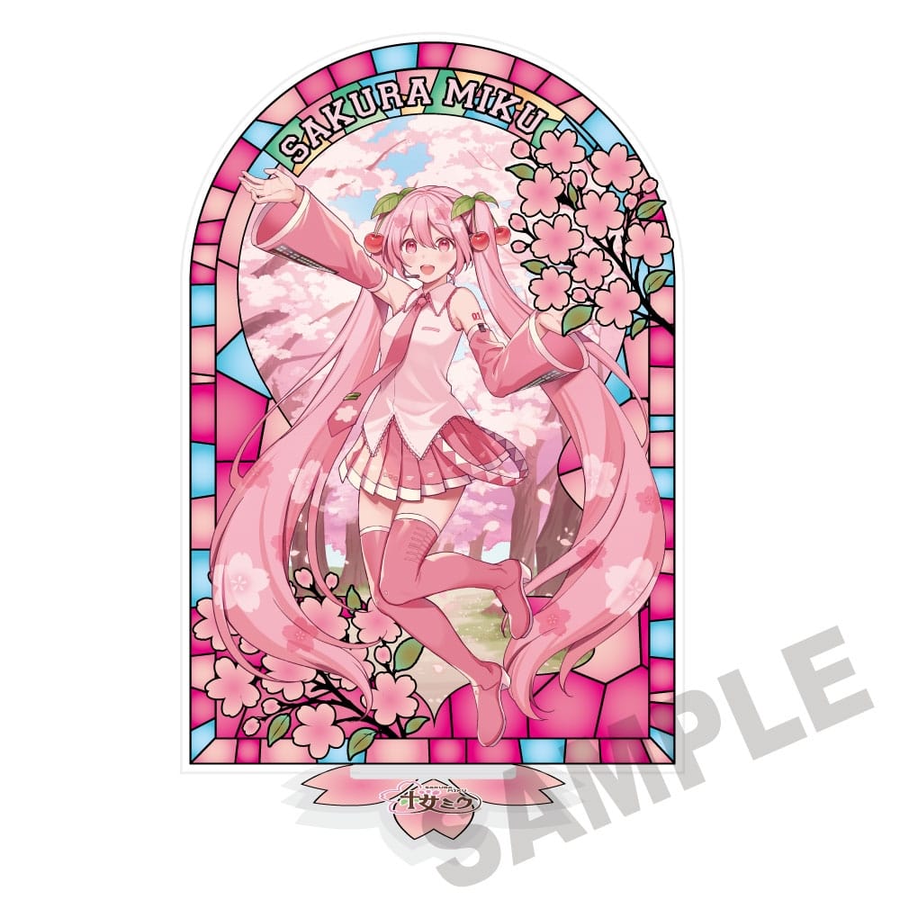 桜ミク×弘前さくらまつり2026 ステンドグラス風素材加工 アクリルスタンド Art by ちょけ