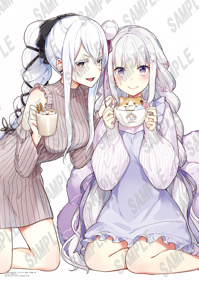 【会場先行】「Re:ゼロから始める異世界生活」B2タペストリー　エミリア＆エキドナ_花鶏ハルノ (C108)