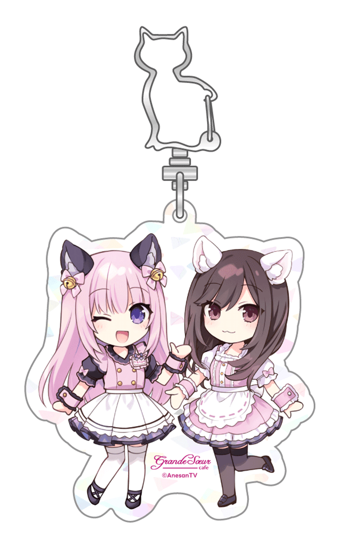 「田中理恵の姐さんTV」ホログラムアクリルキーホルダー『SDりえにゃん＆べがたむ』