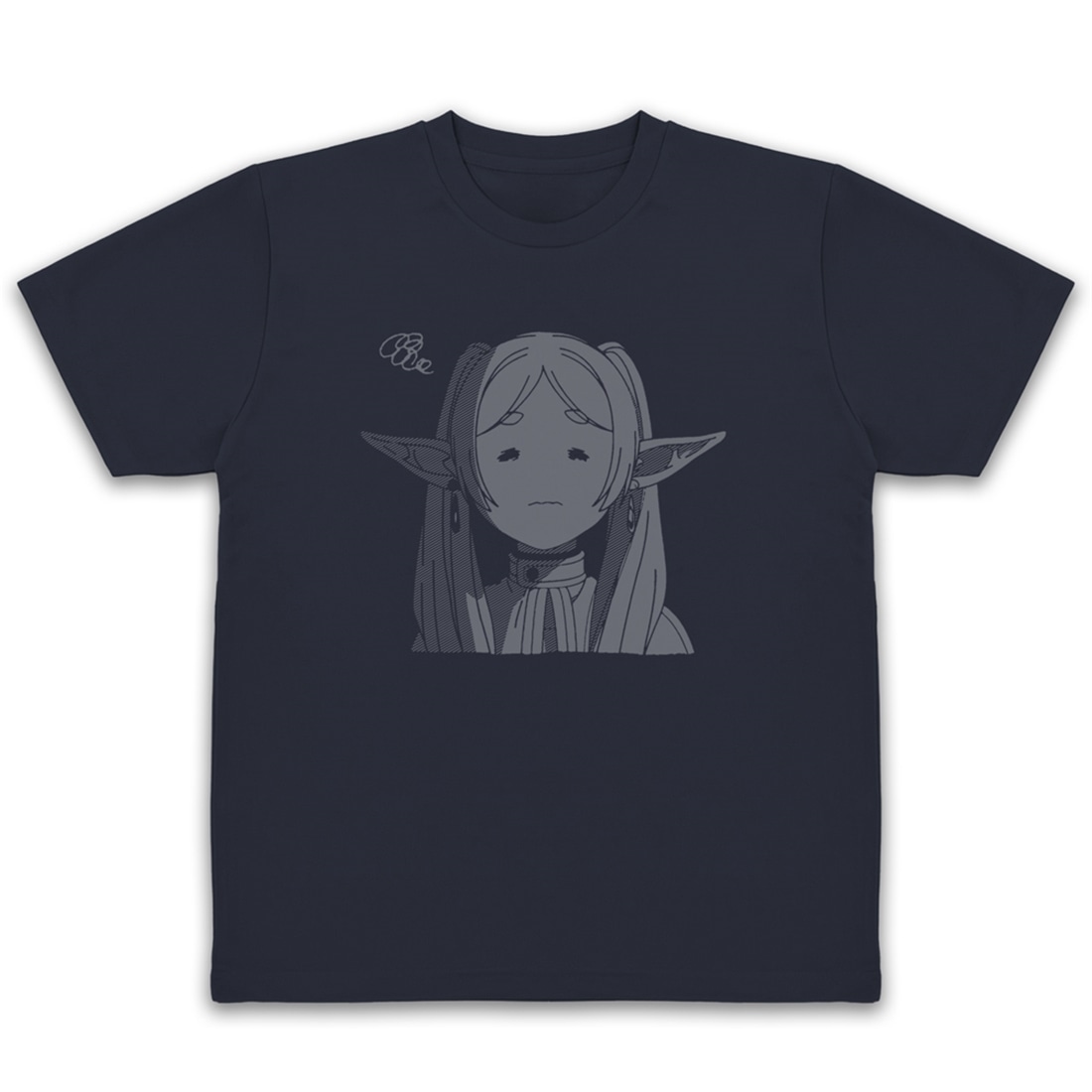 葬送のフリーレン フリーレン フェイス ドライTシャツ すごく嫌そうな顔Ver. NAVY S S