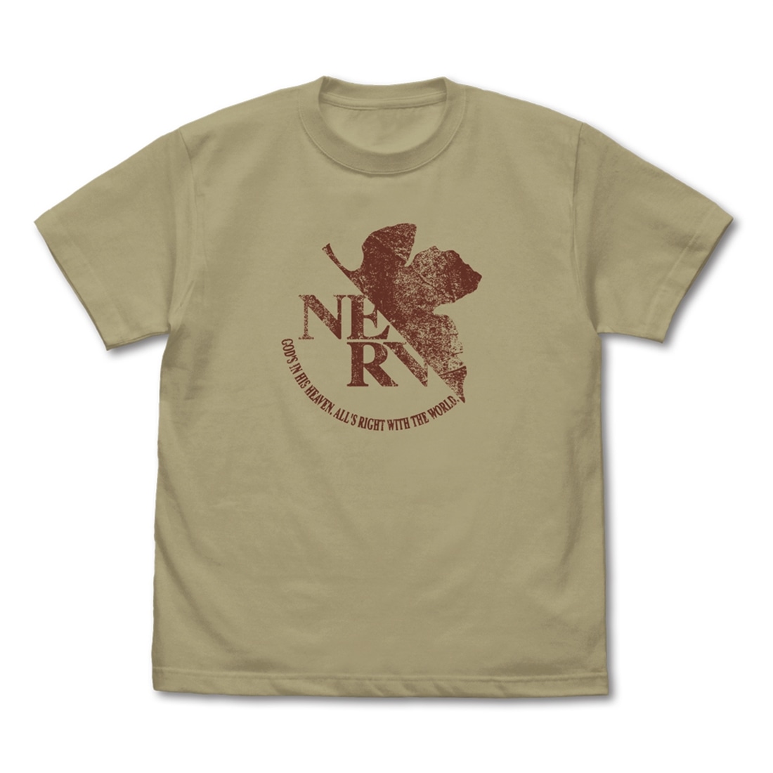 EVANGELION NERV ヴィンテージロゴ Tシャツ SAND KHAKI L SAND KHAKI L