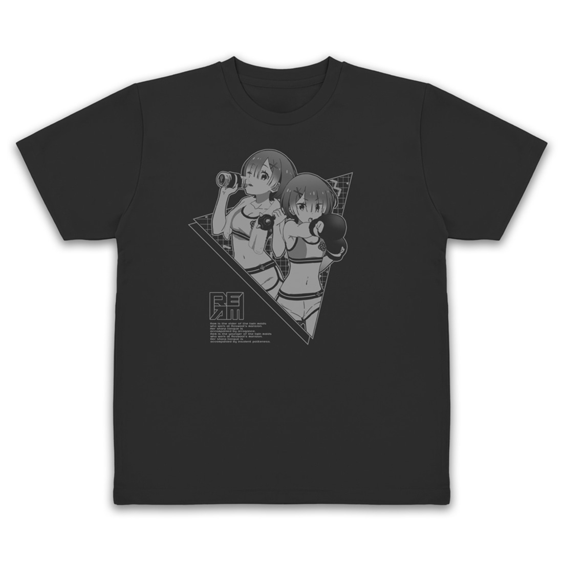Re:ゼロから始める異世界生活 ラム＆レム ドライＴシャツ エクササイズVer. BLACK XL XL