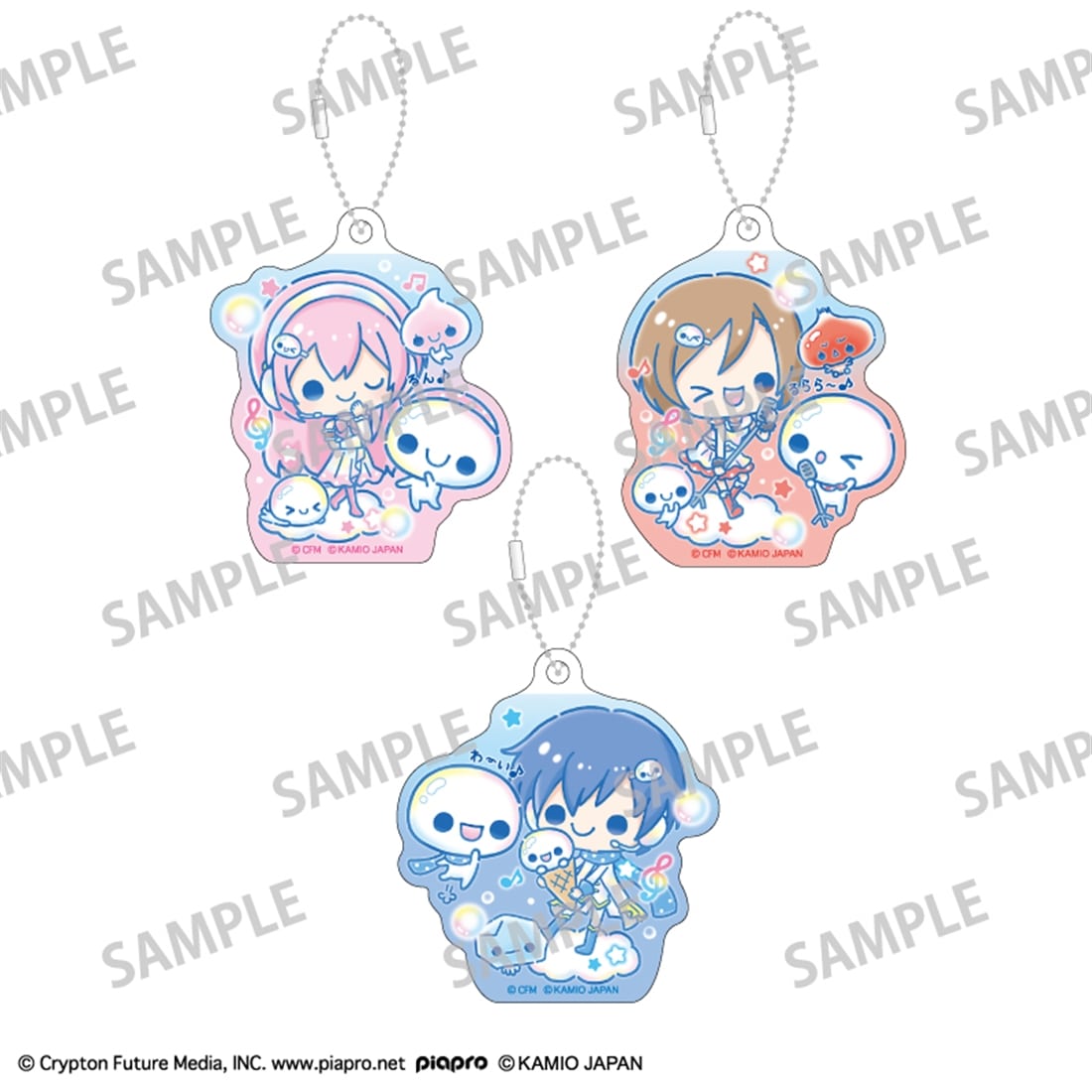 初音ミク×ぷくぷくあわわちゃん アクリルキーホルダーセット 巡音ルカ・MEIKO・KAITO