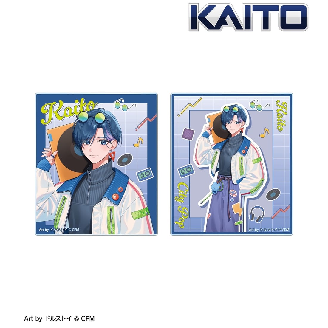 初音ミク 描き下ろし KAITO シティポップver. Art by ドルストイ アクリルカード2枚セット