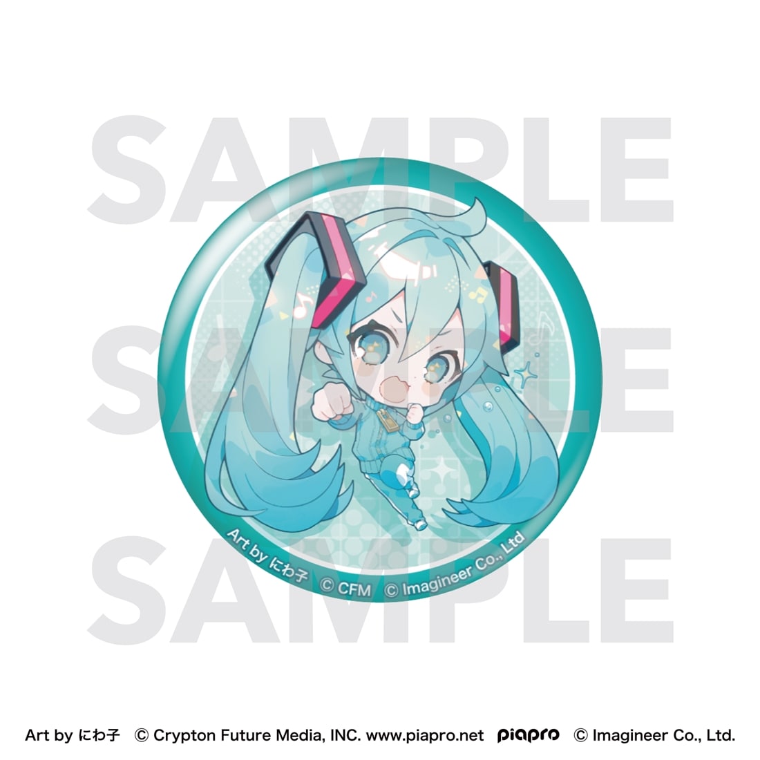 ピアプロキャラクターズ Fit Boxing feat. 初音ミク Art by にわ子 グリッター缶バッジ 初音ミク