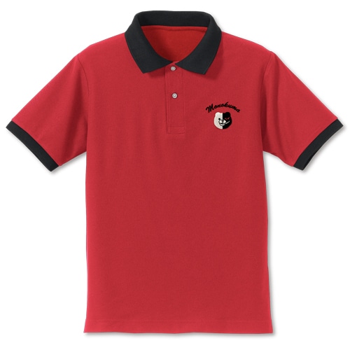 ダンガンロンパ3 モノクマフェイス刺繍ポロシャツRED×BLACK-XL RED×BLACK-XL