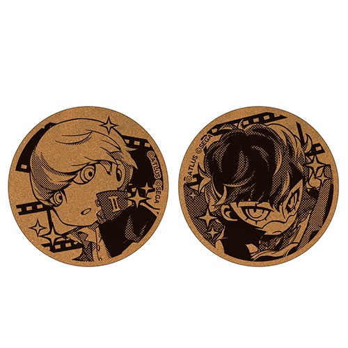 ペルソナQ2 コルクコースター2種セットP4主人公・P5主人公 P4主人公・P5主人公