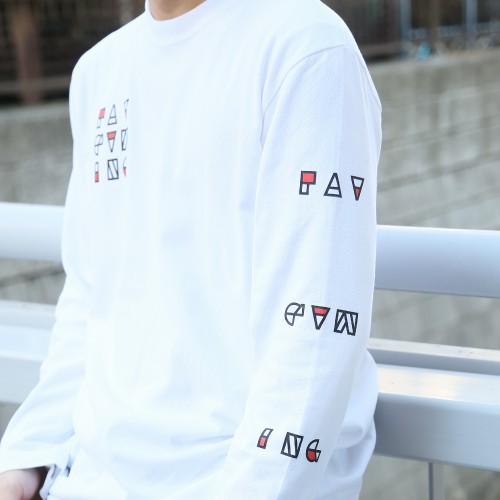 FAV gaming BLOCK Print Long Sleeve WhiteL size Lサイズ