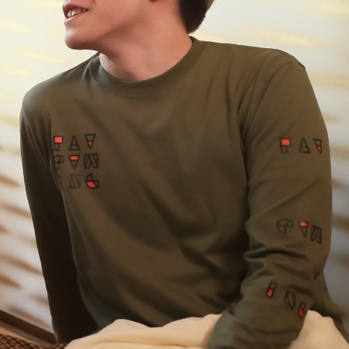 FAV gaming BLOCK Print Long Sleeve OliveL size Lサイズ