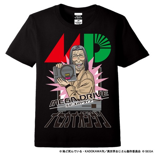 【再販】異世界おじさん x メガドライブ Tシャツ (黒)カラー：ブラック 　 Lサイズ　※4月中旬出荷 Lサイズ